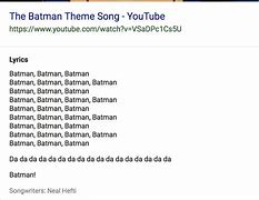 Image result for Batman Lyrics