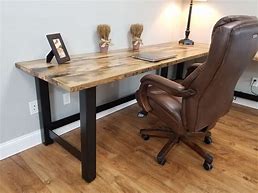 Image result for Wood and Metal Computer Desk