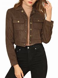 Image result for Cropped Brown Leather Jacket