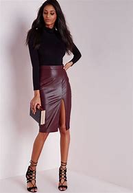 Image result for Burgundy Leather Skirt