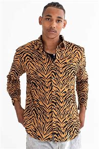 Image result for Tiger Print Button Up Shirt