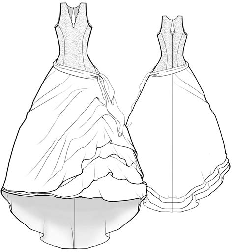Wedding Dress With Multi Layered Assymetrical Skirt   Sewing Pattern  