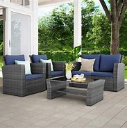 Image result for Superjoe 4 Pcs Outdoor Patio Furniture Sets, Wicker Rattan Sectional Sofa With Seat Cushions, Brown