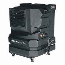 Image result for Portacool Portable Evaporative Cooler: Blower Wheel Blade Dia, 700 Sq Ft, 2,400 Cfm, 115V AC, 5-15P Model: PACJS2201A1