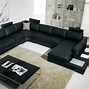 Image result for Living Room with Black Leather Sofa