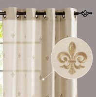Image result for Fleur De Lis Lace Curtain Panel, 56 X 84, Ivory