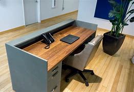 Image result for wooden office reception desk