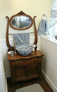 Image result for Using an Old Washstand Dresser in Dining Room