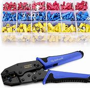 Image result for Wire Terminal Crimping Tool Kit, Qibaok Ratcheting Wire Crimper AWG 22-16(0.5-1.5Mm²) With 500PCS Female Male Spade Connectors & Bullet Connectors