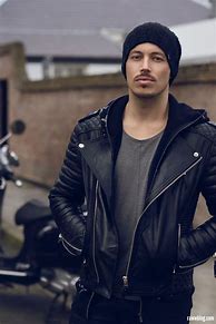 Image result for Leather Jacket Man Fashion
