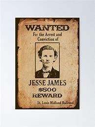 Image result for Jesse James Wanted Poster
