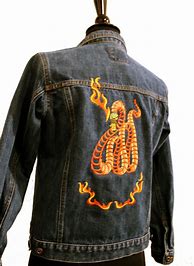 Image result for Dragon Embroidered Jean Jacket