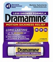 Image result for Dramamine Non-Drowsy Motion Sickness Relief, Natural Ginger - 18 Ct