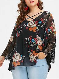 Image result for Plus Size Floral Chiffon Tops