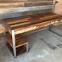 Image result for Reclaimed Wood Desk with Metal Legs