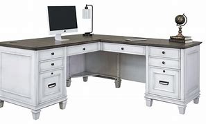 Image result for Farmhouse White L-Shaped Desk