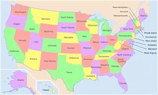 Image result for Map of American States with Names