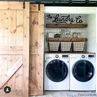 Image result for Farmhouse Laundry Rooms with Red Washer and Dryer