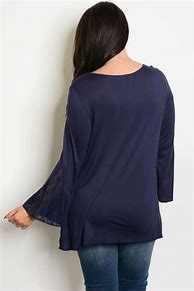 Image result for Plus Size Long Sleeve Navy Rayon Tops