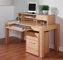 Image result for Small Wood Corner Computer Desk