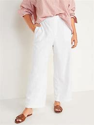 Image result for Old Navy Women%27s High-Waisted Wide-Leg Linen-Blend Pants - White - Size XL