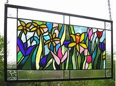 Stained Glass Window PanelSpring Flower Garden13 5 x Etsy in 2021 Window painting Window
