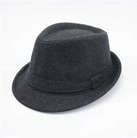 Image result for ASTRQLE Fashion Classic Black Wool Blend Fedora Hat Brim Flat Church Derby Cap