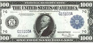 Image result for 1000.00 Dollar Bill