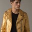Image result for Men's Gold Leather Jacket
