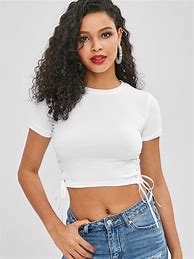 Image result for White Crop Top Shirt