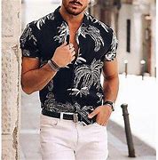 Image result for Men's Shirt Set Tree Turndown Street Casual Button-Down Print Short Sleeve Tops Fashion Hawaiian Comfortable White XL