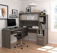 Image result for L-shaped Desk with Hutch