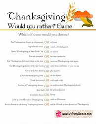 Image result for Thanksgiving Would You Rather Printable