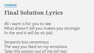 Image result for The Final Solution Lyrics