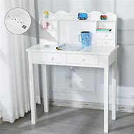 Image result for White Writing Desk with Hutch and Drawers