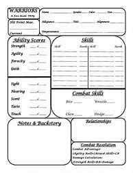 Image result for Tabletop RPG Character Sheet