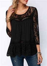 Image result for Black Lace Blouses for Women