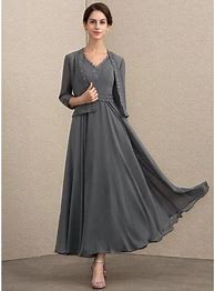 Image result for Jjshouse A-Line Scoop Neck Tea-Length Chiffon Mother Of The Bride Dress With Ruffle