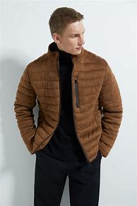 Image result for Men's Leather Puffer Jacket