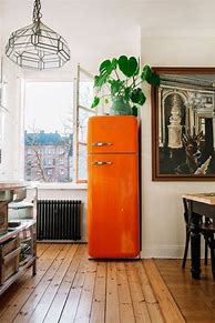 Image result for Orange Refrigerator Kitchen
