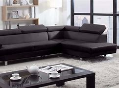 Image result for Black Leather Sectional Sofa