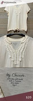 Image result for Chico's Short Sleeve Blouse: Tan Floral Tops - Size X-Large
