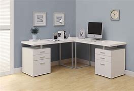 Image result for White L-Shaped Desk Home Office