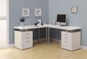 Image result for Small L-Shape Home Office Desk with Storage