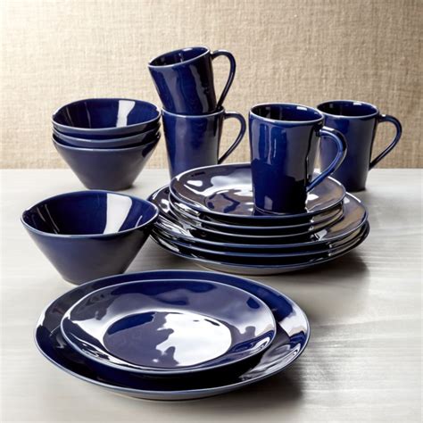 Marin Dark Blue 16 Piece Place Setting + Reviews   Crate and Barrel