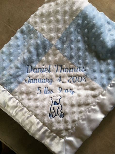 Baby boy birth announcement blanket with first and middle names, date  