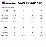 Image result for Champion Hoodie Size Chart