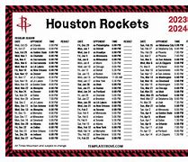 Image result for Houston Rockets Schedule Printable