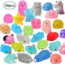 Image result for Calans Mochi Squishy Toys, 30 Pcs Mini Squishy Party Favors For Kids Animal Squishies Stress Relief Toys Cat Panda Unicorn Squishy Squeeze Toys