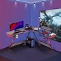 Image result for l shaped desk with monitor stand